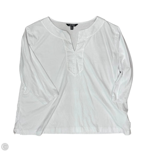 Blouse 3/4 Sleeve By Lauren By Ralph Lauren In White, Size: 3x