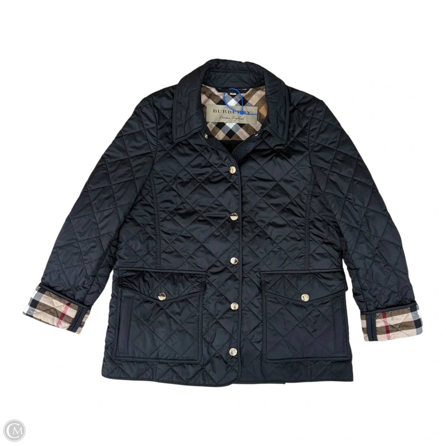 Jacket Luxury Designer By Burberry In Black, Size: M
