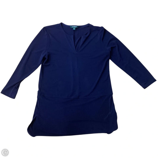 Blouse Long Sleeve By Lauren By Ralph Lauren In Navy, Size: S