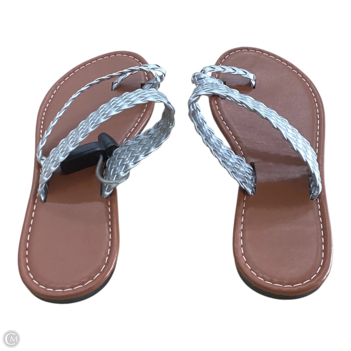 Sandals Flats By Clothes Mentor In Brown & Silver, Size: 7.5