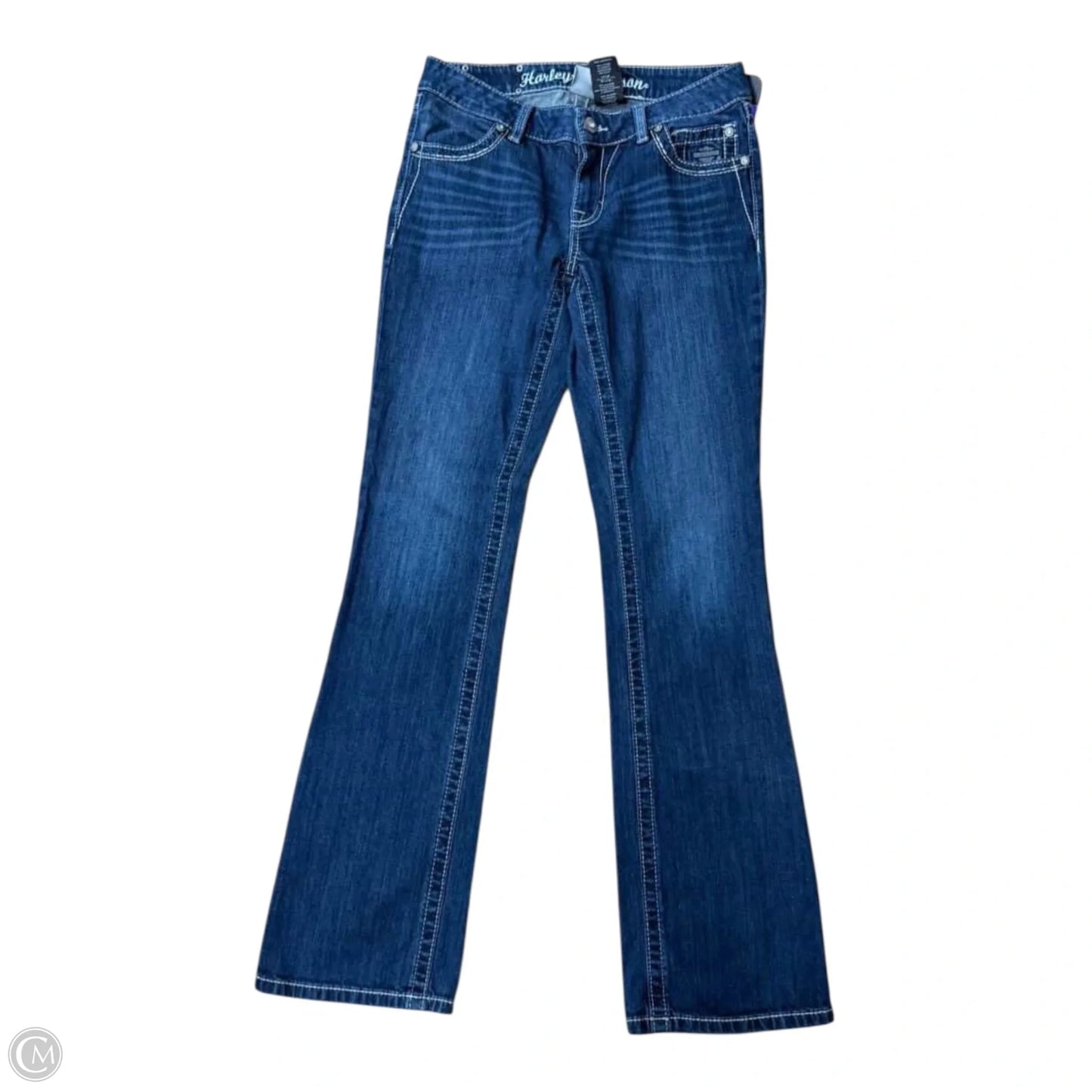 Jeans Boot Cut By Harley Davidson In Blue Denim, Size: 4