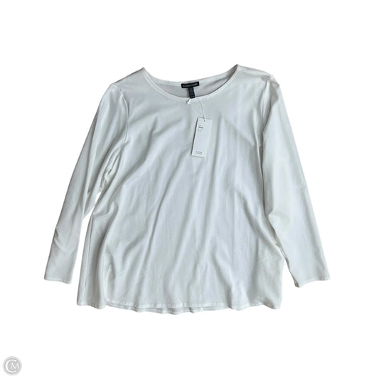 Top Long Sleeve Basic By Eileen Fisher In White, Size: Xl