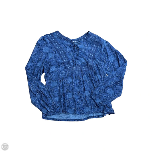 Blouse Long Sleeve By Lucky Brand In Blue, Size: S