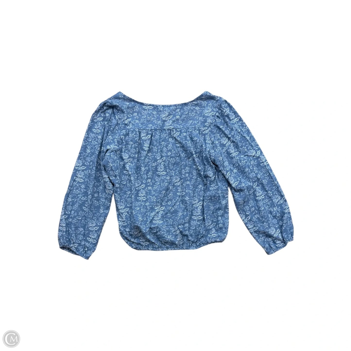 Blouse Long Sleeve By Lucky Brand In Blue & White, Size: M