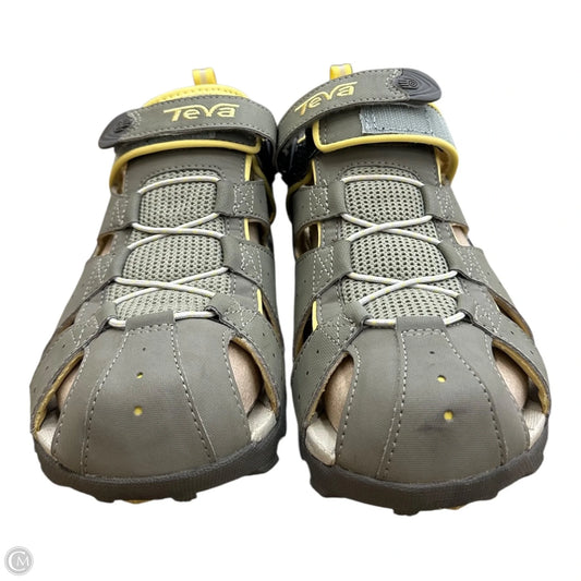 Sandals Flats By Teva In Green & Yellow, Size: 10