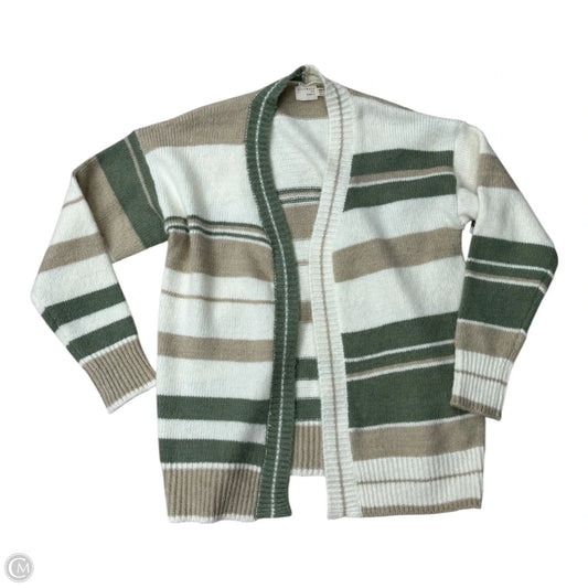 Sweater Cardigan By Dreamers In Green & Tan, Size: S