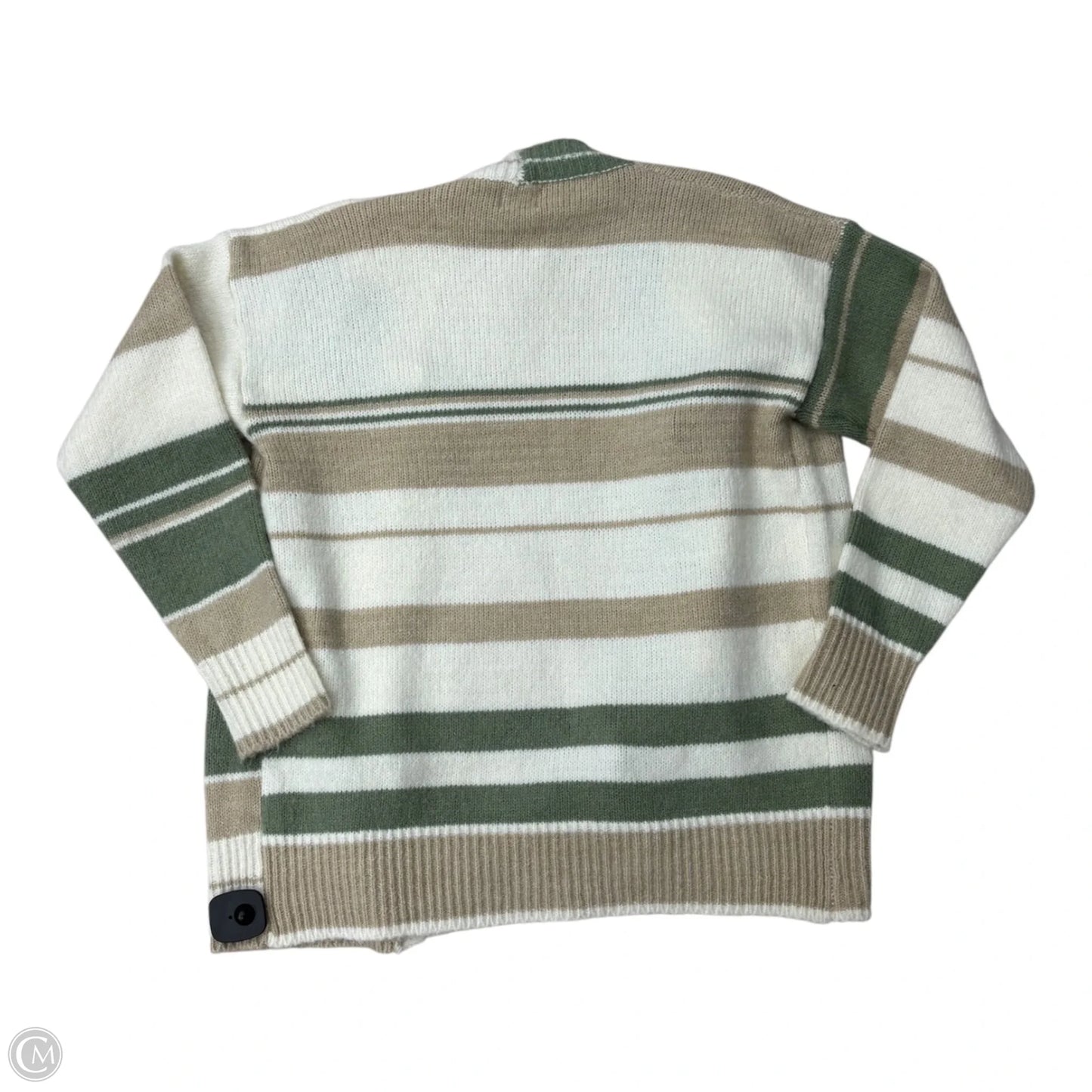 Sweater Cardigan By Dreamers In Green & Tan, Size: S
