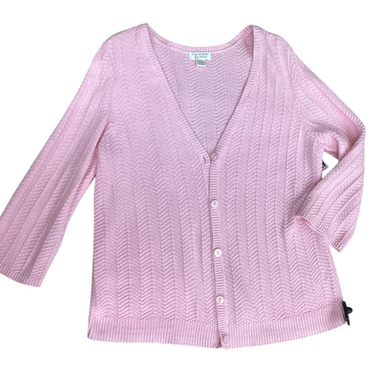 Sweater Cardigan By Christopher And Banks In Pink, Size: Xl