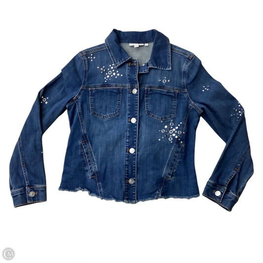 Jacket Denim By Chicos In Blue, Size: 0