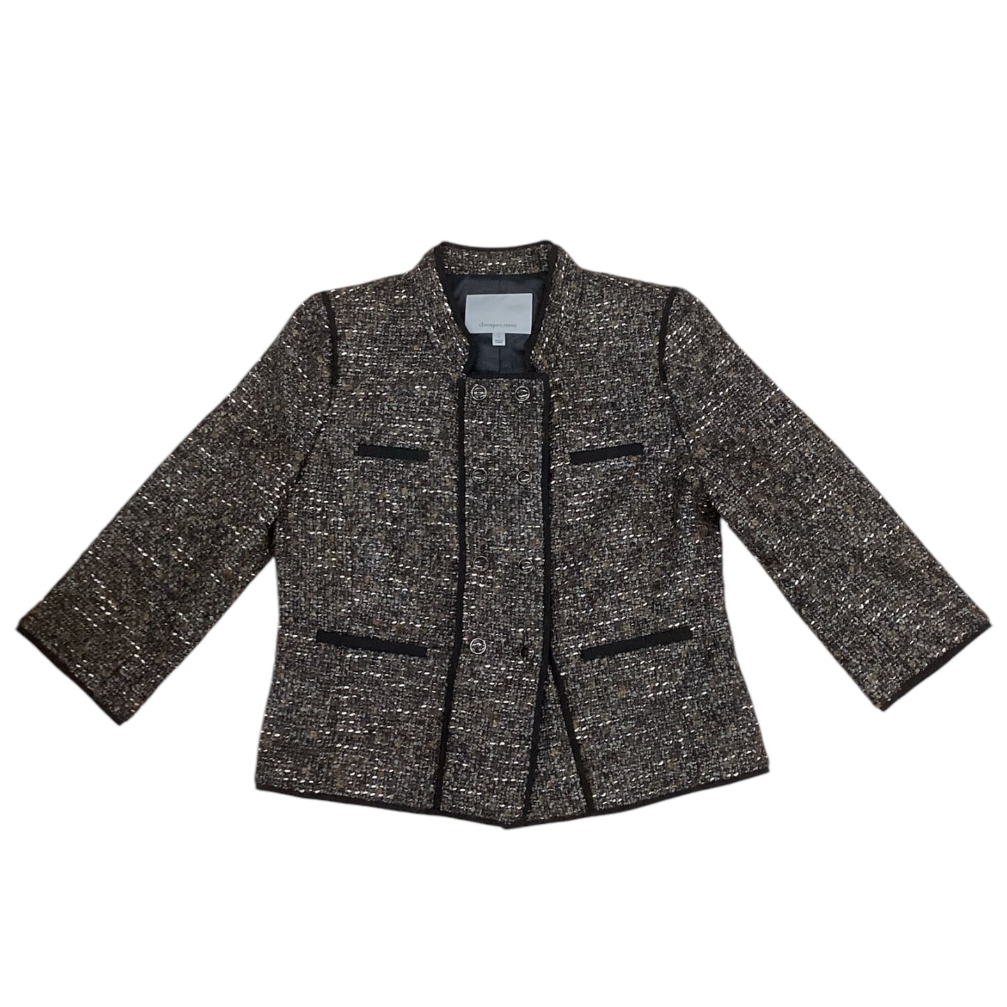 Blazer Designer By Classiques Entier In Brown & Grey, Size: S