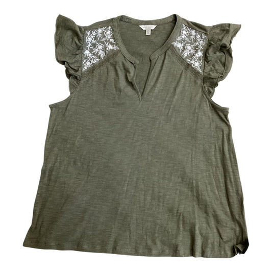 Top Sleeveless By Lucky Brand In Green & White, Size: L