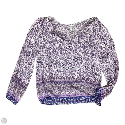 Blouse Long Sleeve By Lucky Brand In Blue & Purple, Size: M