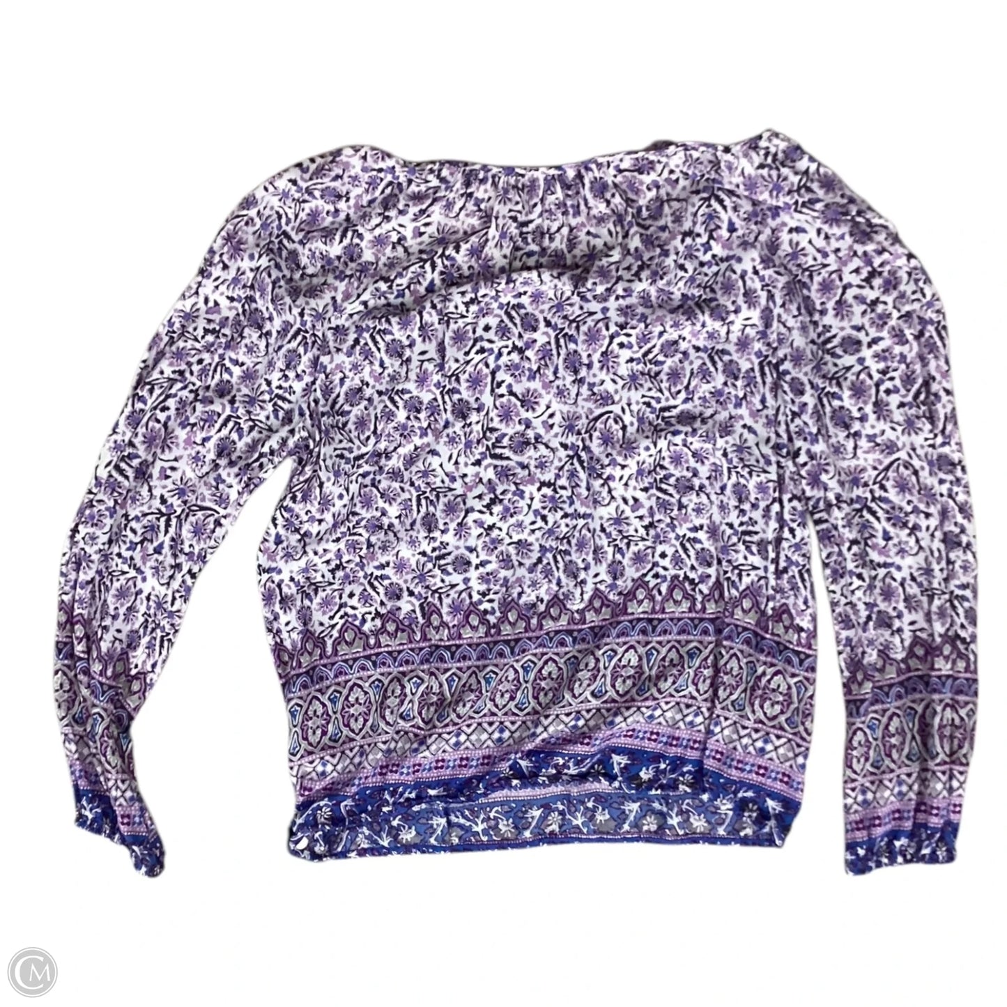 Blouse Long Sleeve By Lucky Brand In Blue & Purple, Size: M