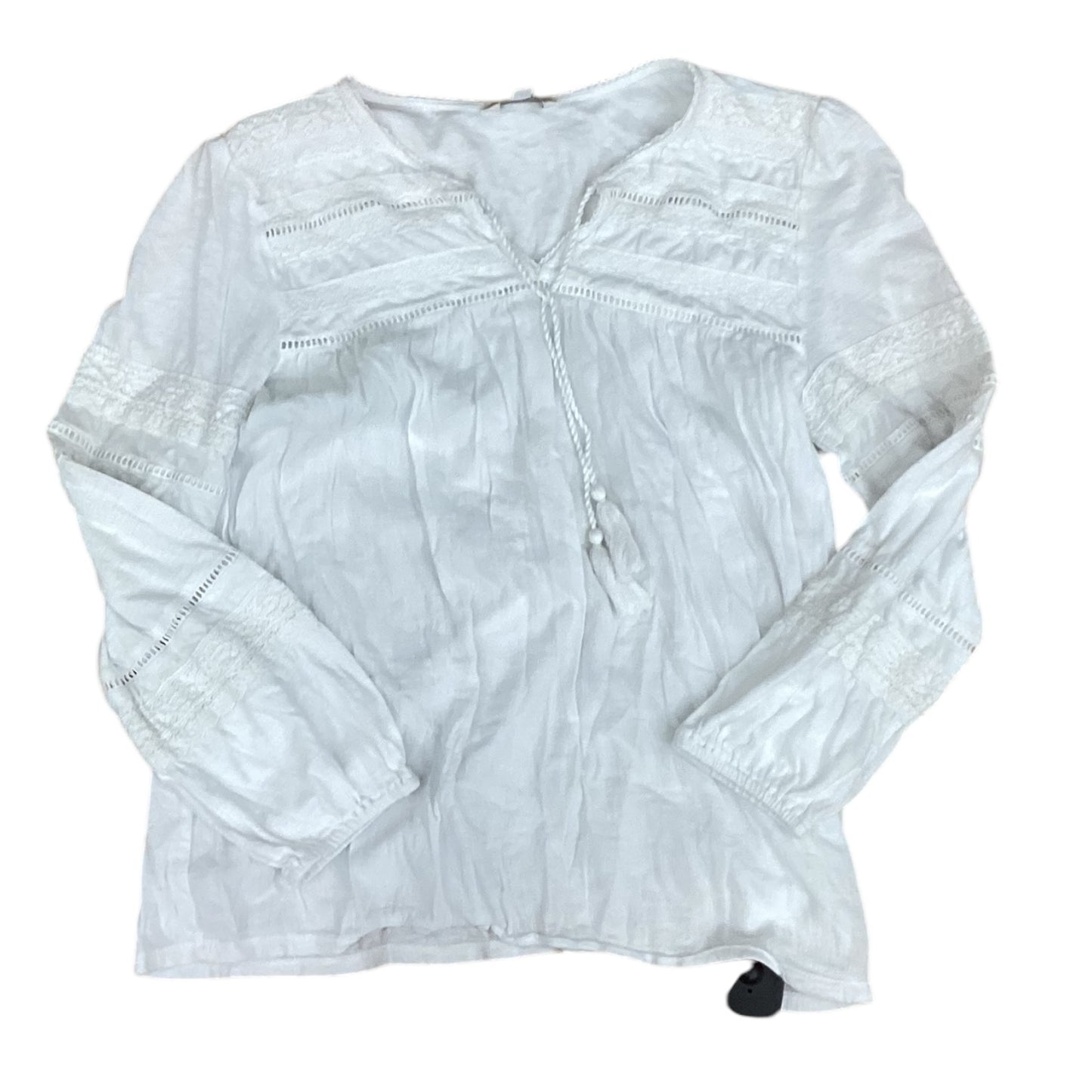 Top Long Sleeve Designer By Lucky Brand In White, Size: S