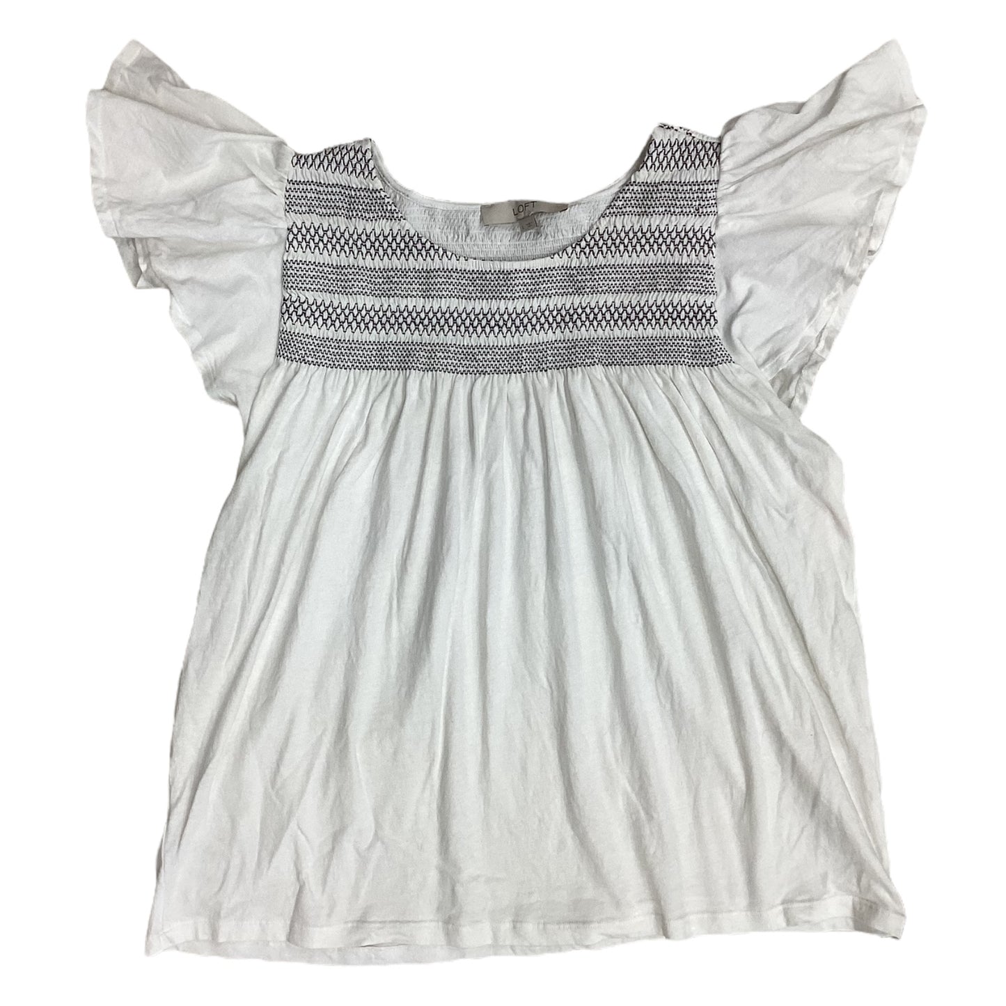 Top Short Sleeve By Loft In White, Size: L