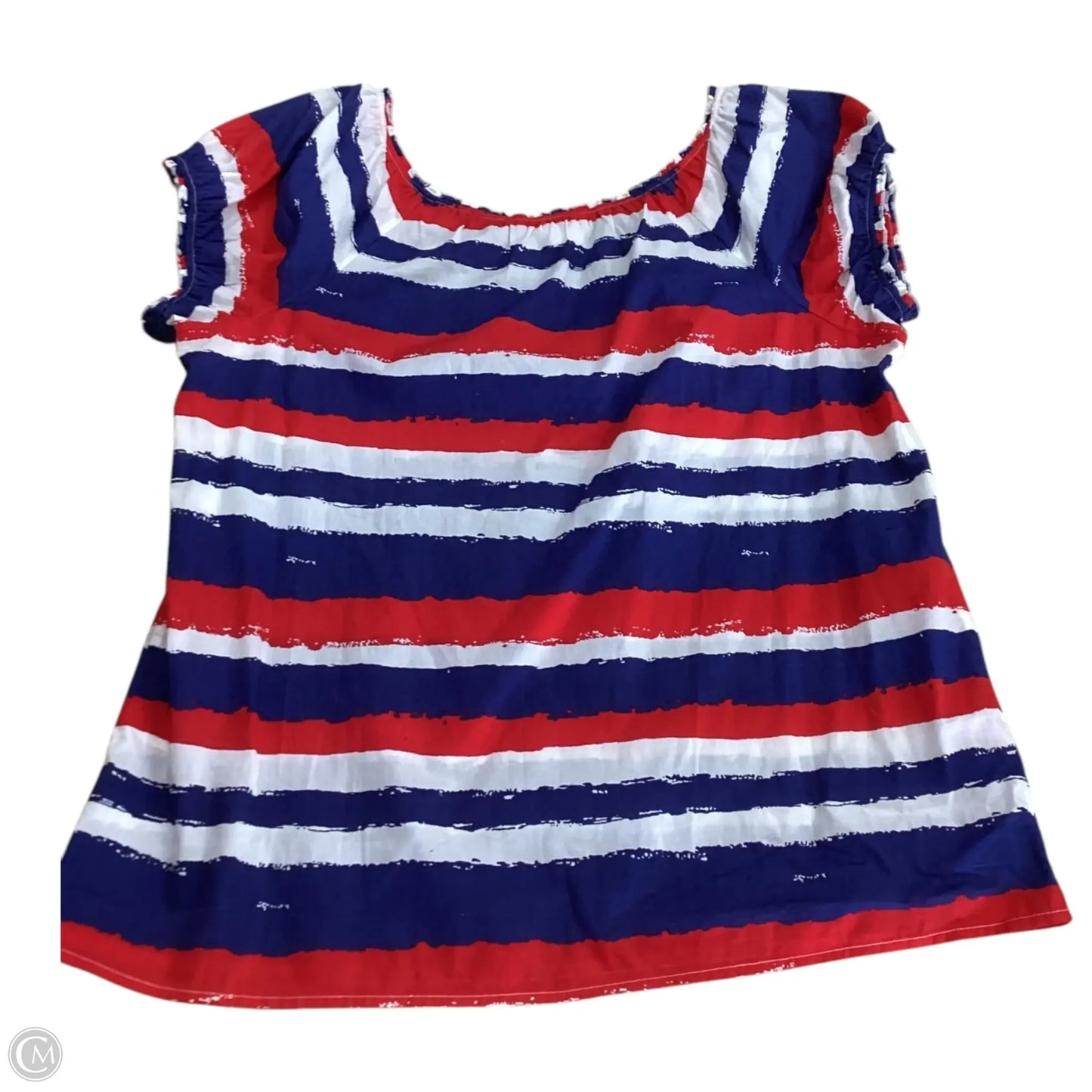 Top Short Sleeve By Vineyard Vines In Blue & Red & White, Size: L