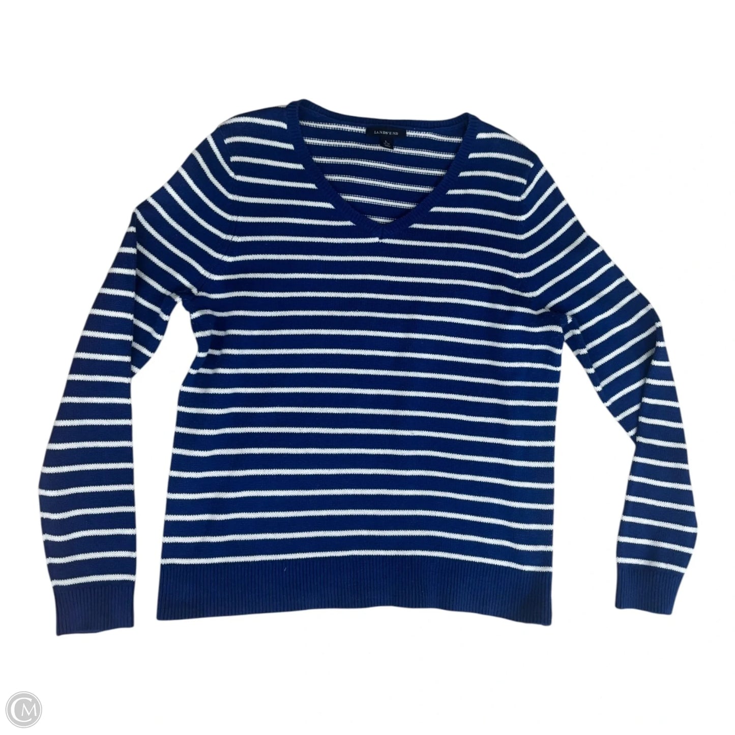 Sweater By Lands End In Striped Pattern, Size: L
