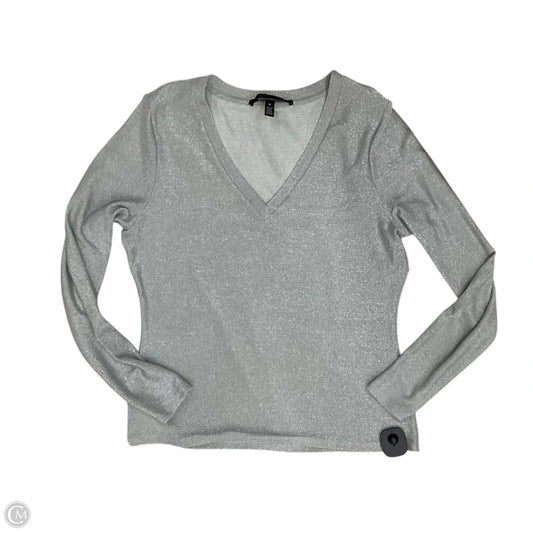 Top Long Sleeve By White House Black Market In Silver, Size: M