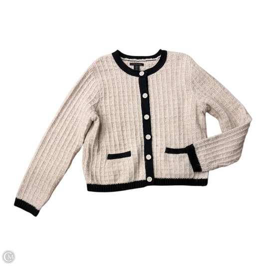 Sweater Cardigan By Tahari In Black & Cream, Size: Xl