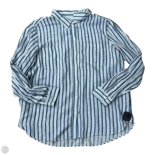 Top Long Sleeve By Lucky Brand In Blue & Cream, Size: Xl