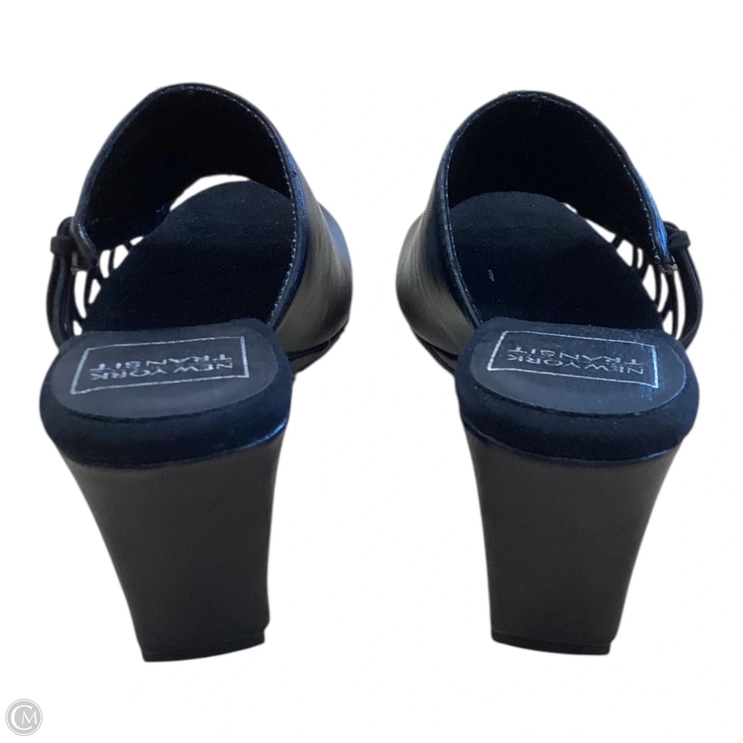 Sandals Heels Wedge By Clothes Mentor In Black, Size: 8.5