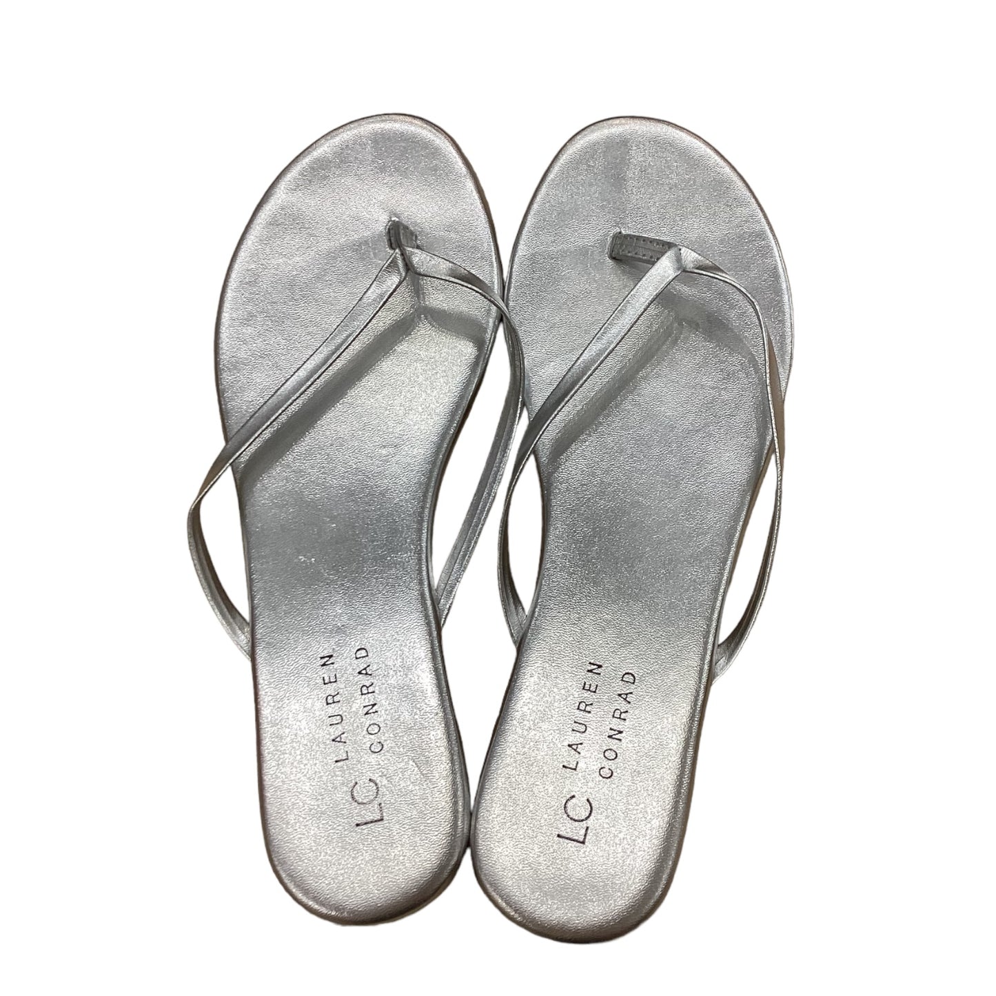 Silver Sandals Flip Flops Cmc, Size 8