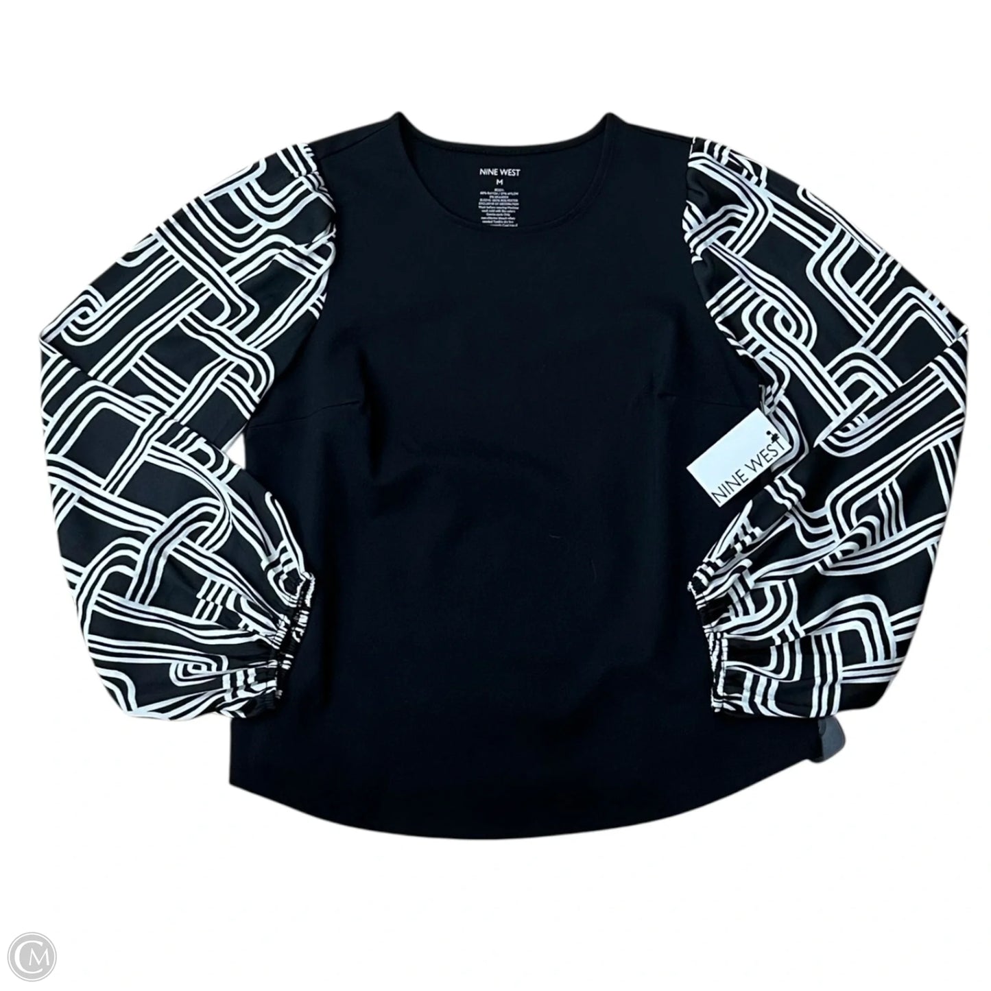 Top Long Sleeve By Nine West In Black & White, Size: M