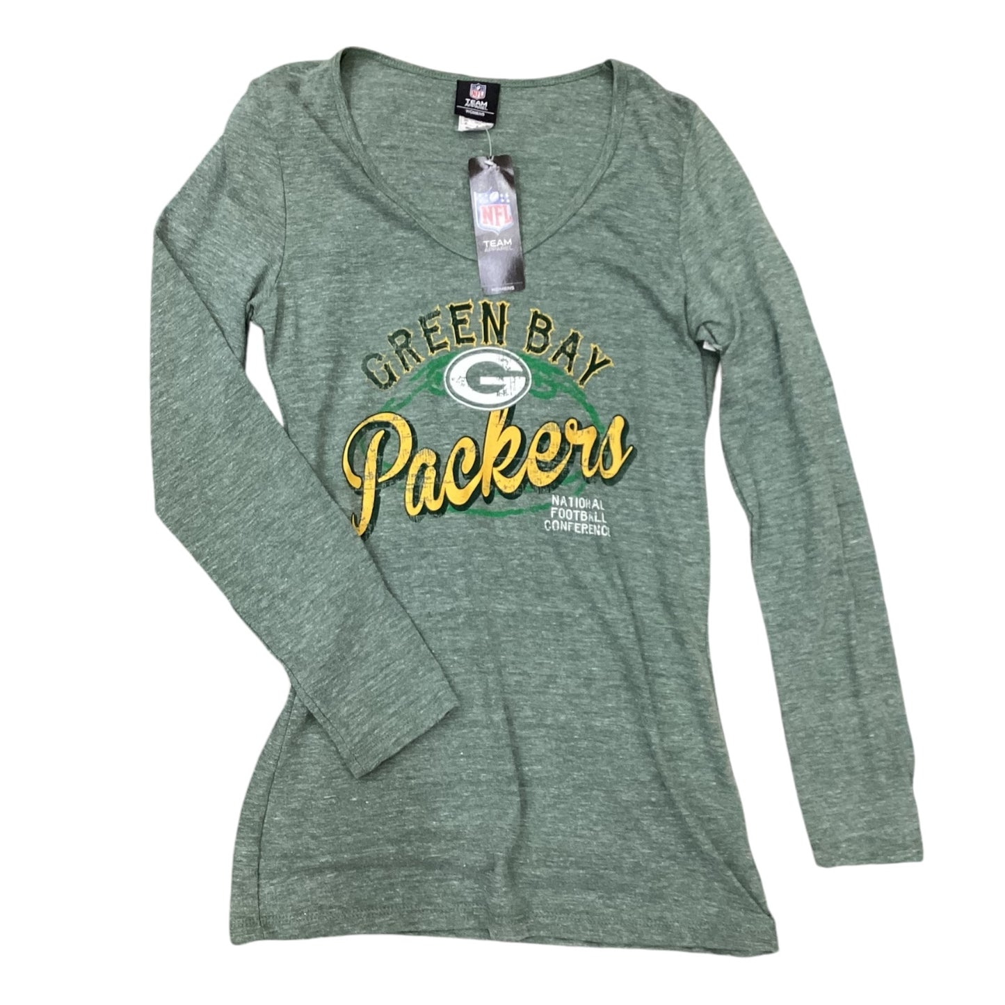 Top Long Sleeve By Nfl In Green, Size: M