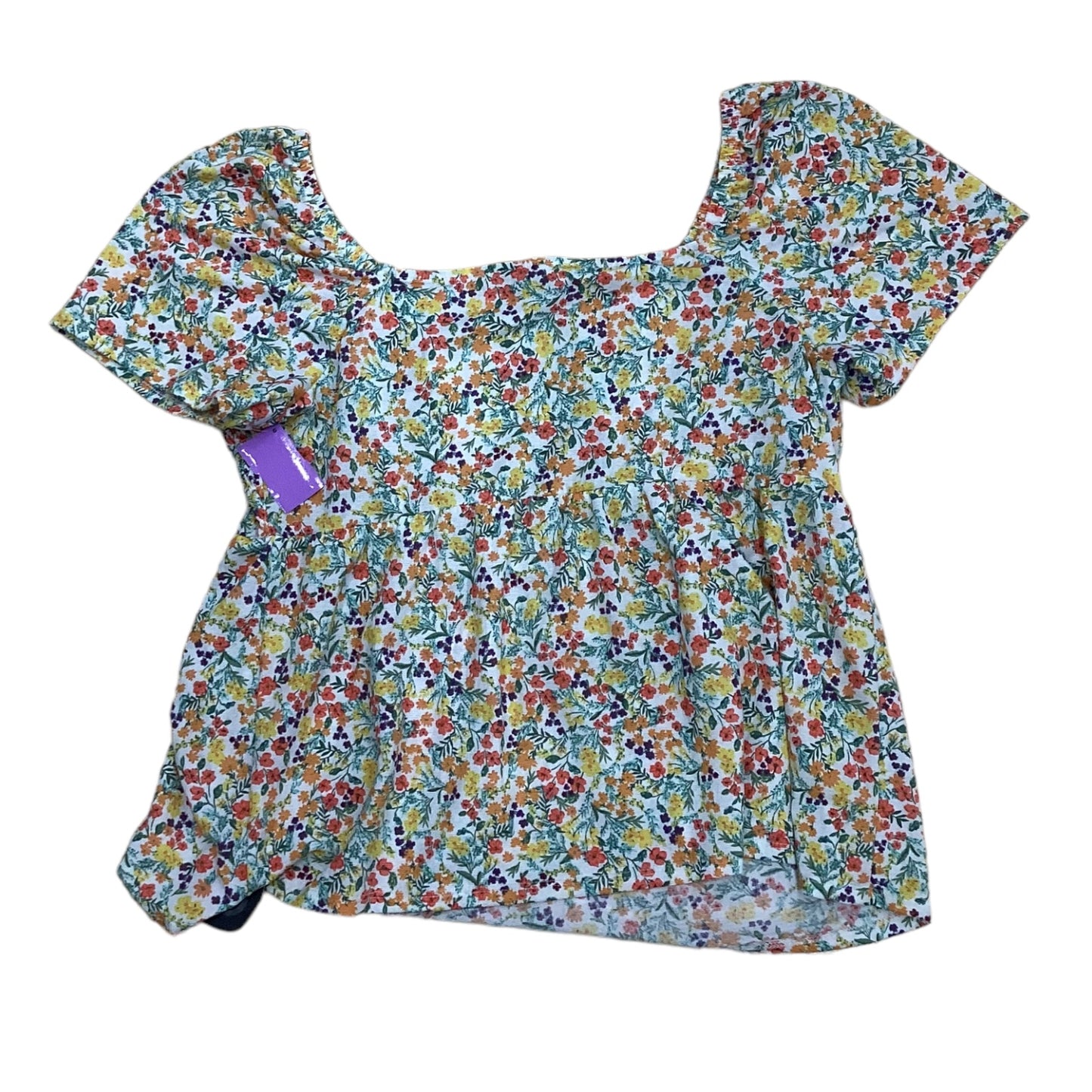 Floral Print Top Short Sleeve No Boundaries, Size Xxl