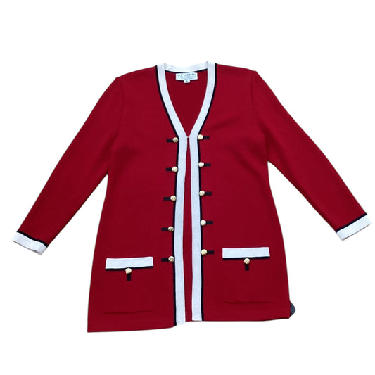 Blazer Designer By St John Collection In Red & White, Size: S