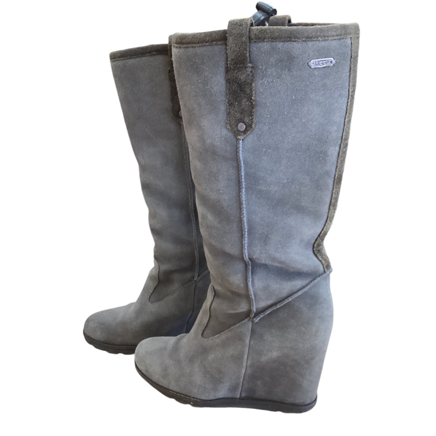 Boots Knee Heels By Ugg In Grey, Size: 7