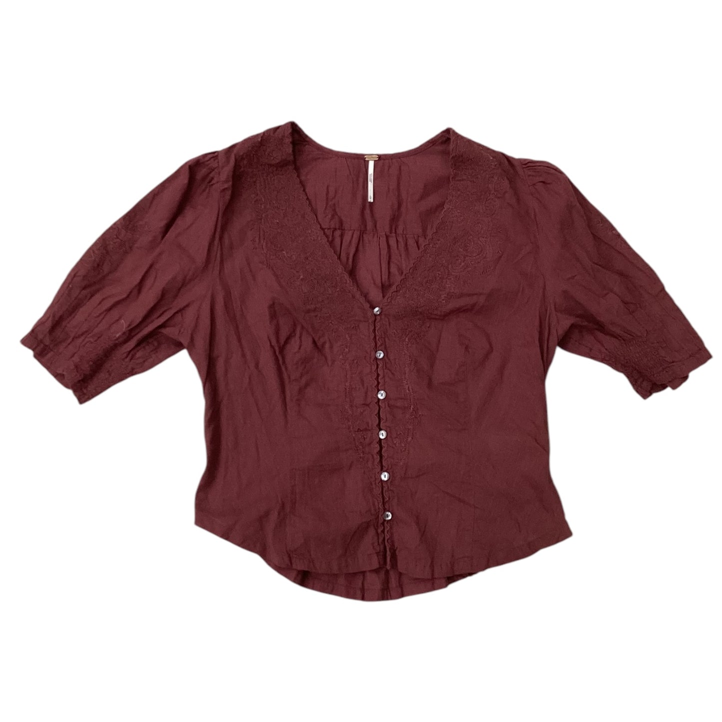 Top Short Sleeve By Free People In Maroon, Size: L