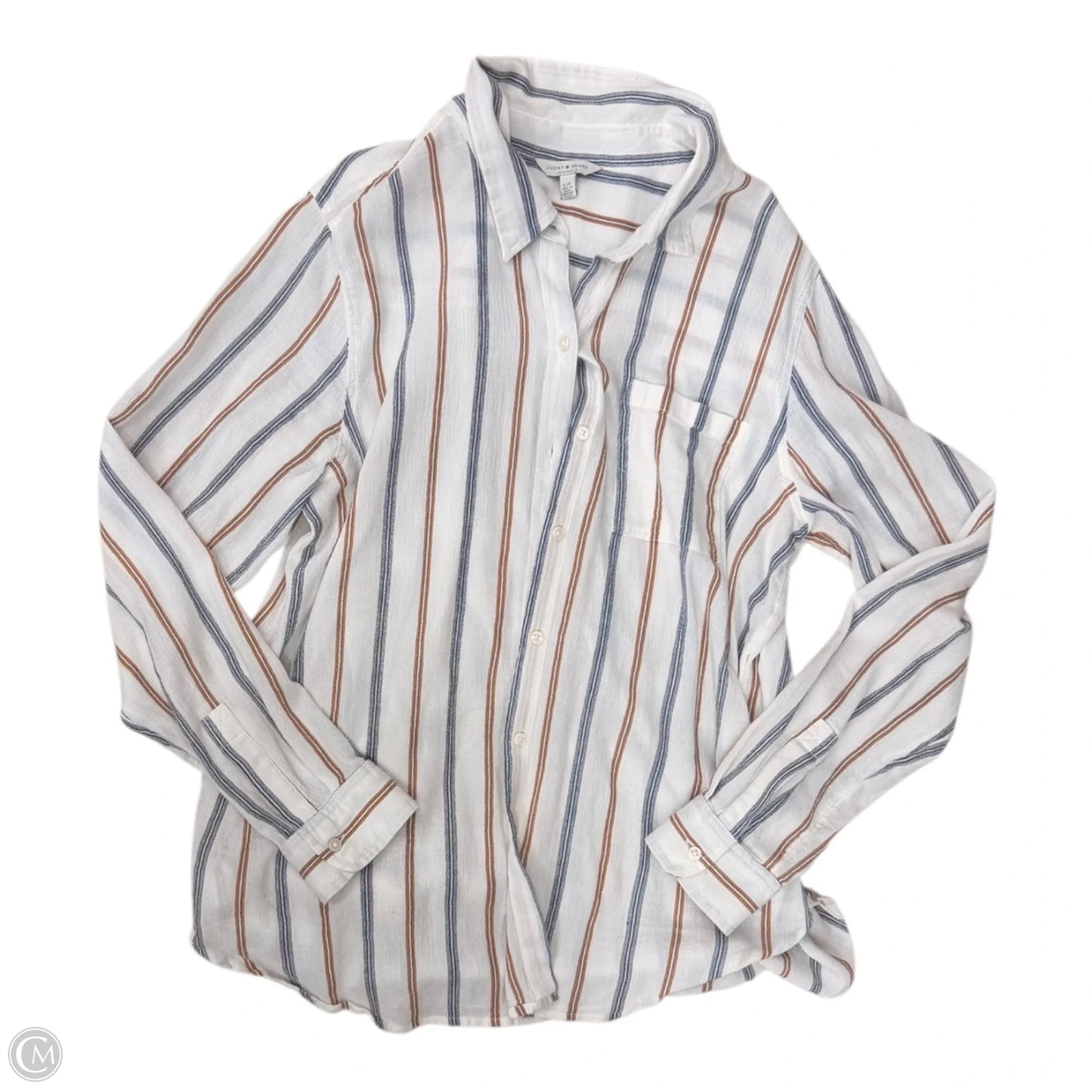Top Long Sleeve By Lucky Brand In Striped Pattern, Size: L