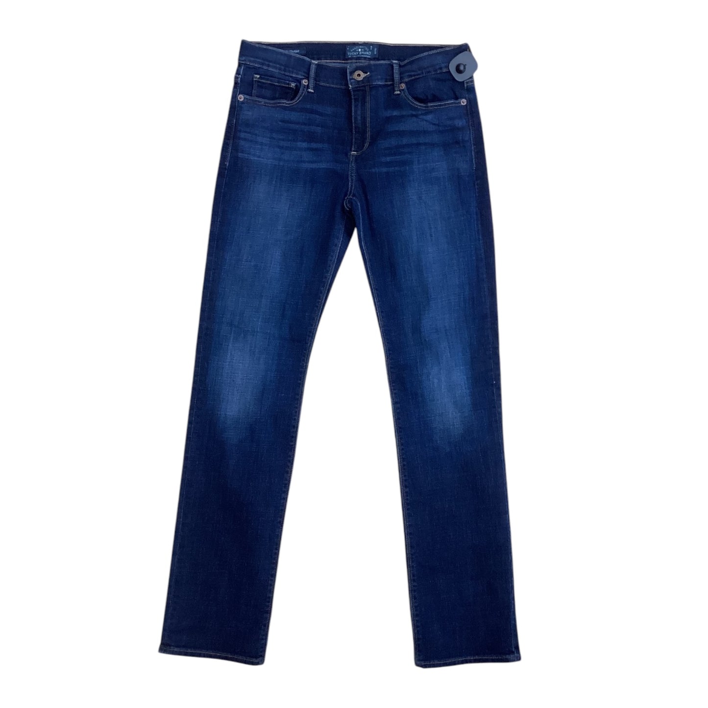 Jeans Straight By Lucky Brand In Blue Denim, Size: 10