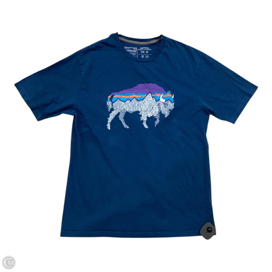 Top Short Sleeve By Patagonia In Blue, Size: S