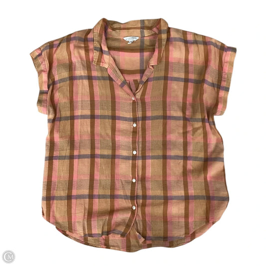 Blouse Short Sleeve By Lucky Brand In Orange, Size: L