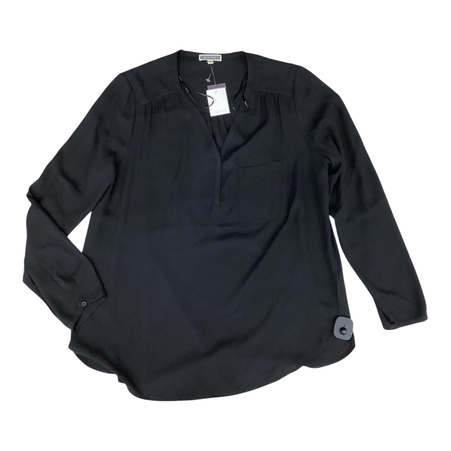 Blouse Ls By Pleione In Black, Size:Xl
