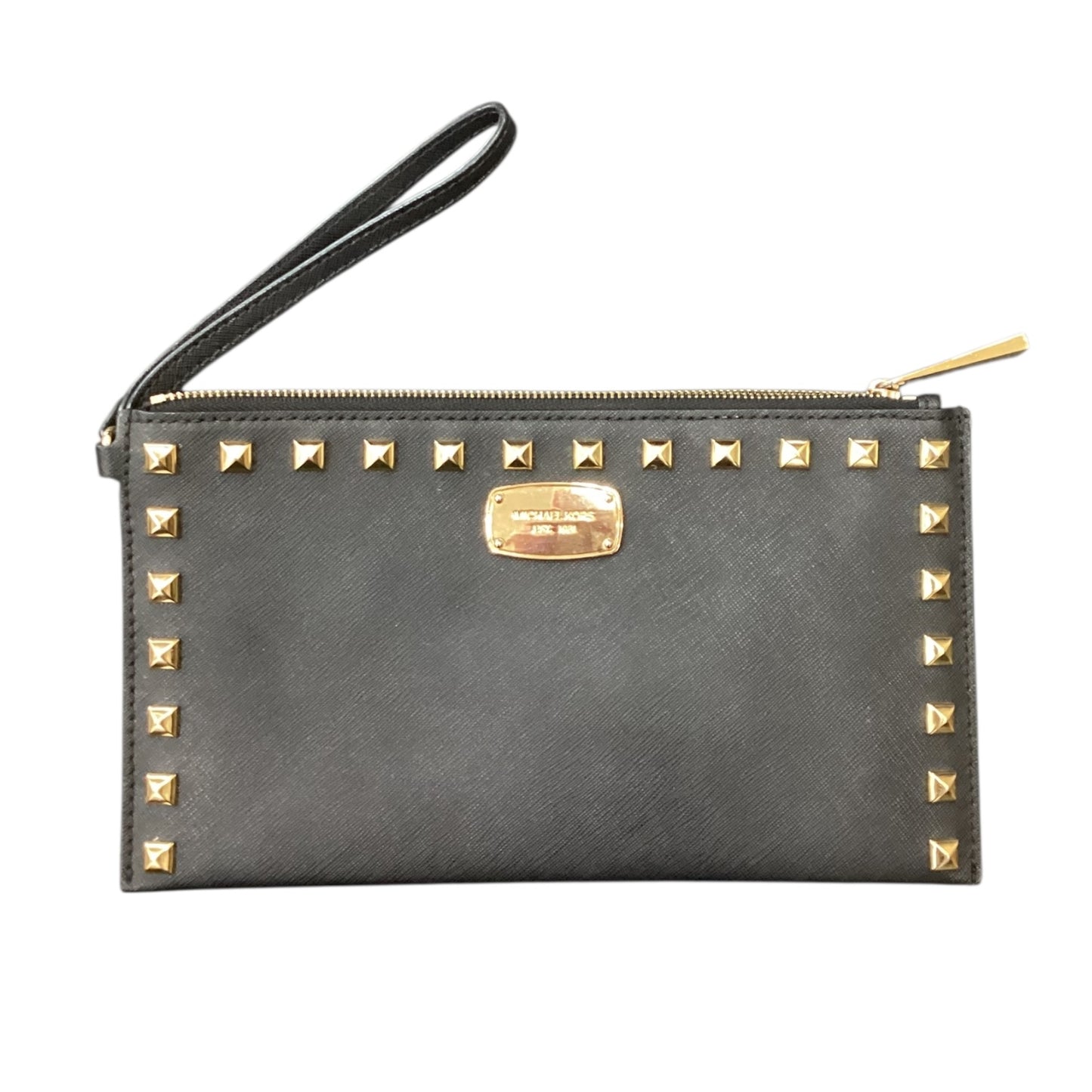 Wristlet Designer By Michael Kors In Black & Gold, Size:Large