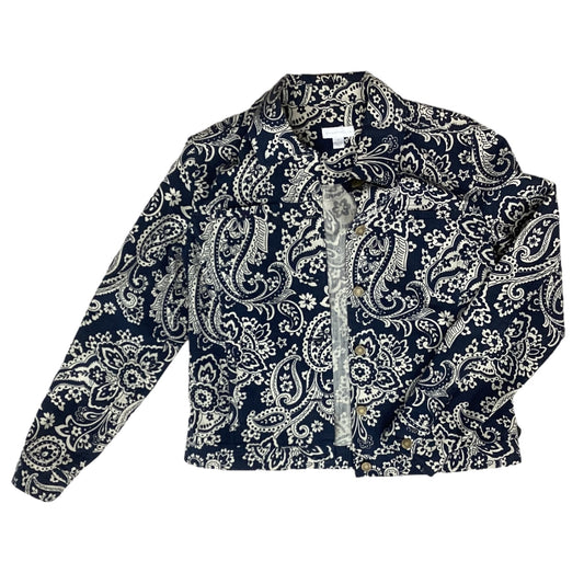 Jacket Other By Charter Club In Blue & Cream, Size:M