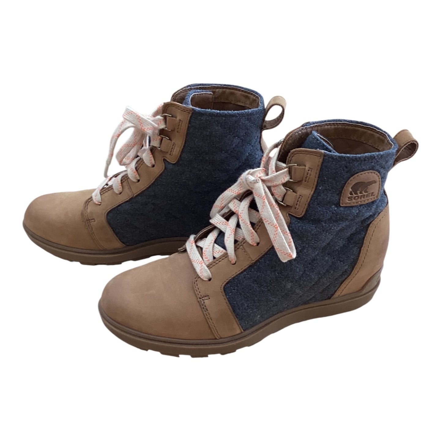 Boots Ankle Heels By Sorel In Brown & Grey, Size:8.5