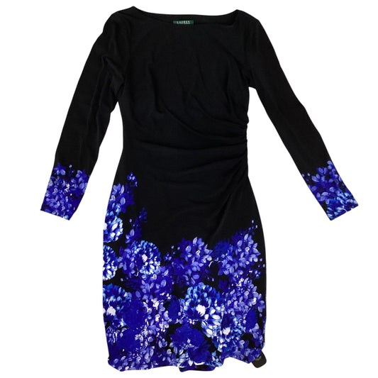 Dress Casual Midi By Lauren By Ralph Lauren In Black & Blue, Size:M