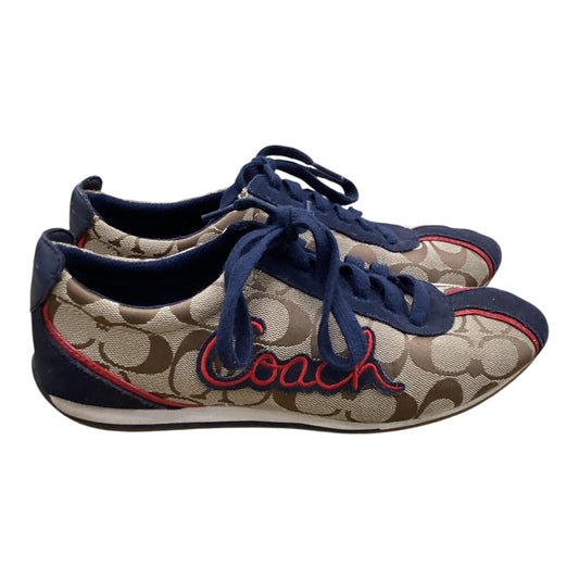 Shoes Designer By Coach In Blue & Brown, Size:8