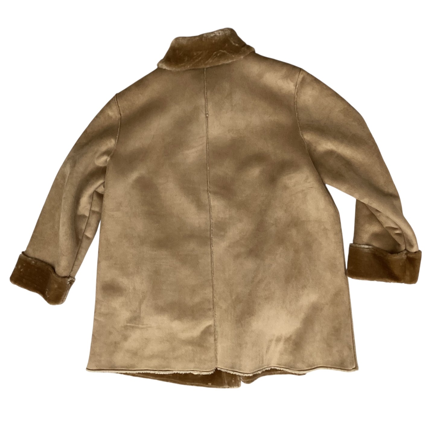 Coat Faux Fur & Sherpa By Dennis Basso Qvc In Tan, Size:1X