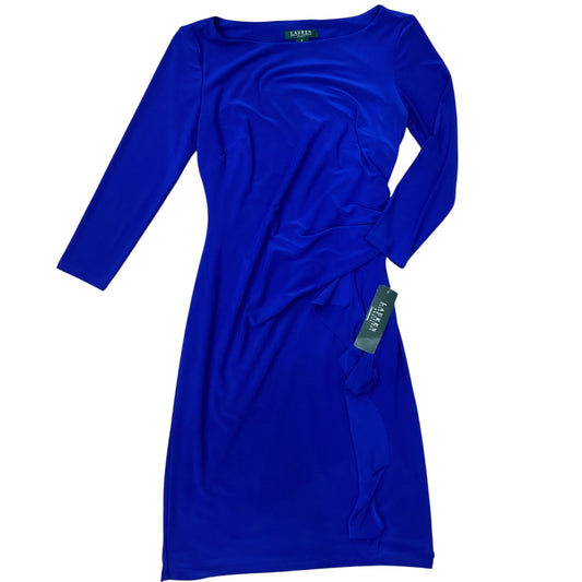 Dress Casual Midi By Lauren By Ralph Lauren In Blue, Size:M