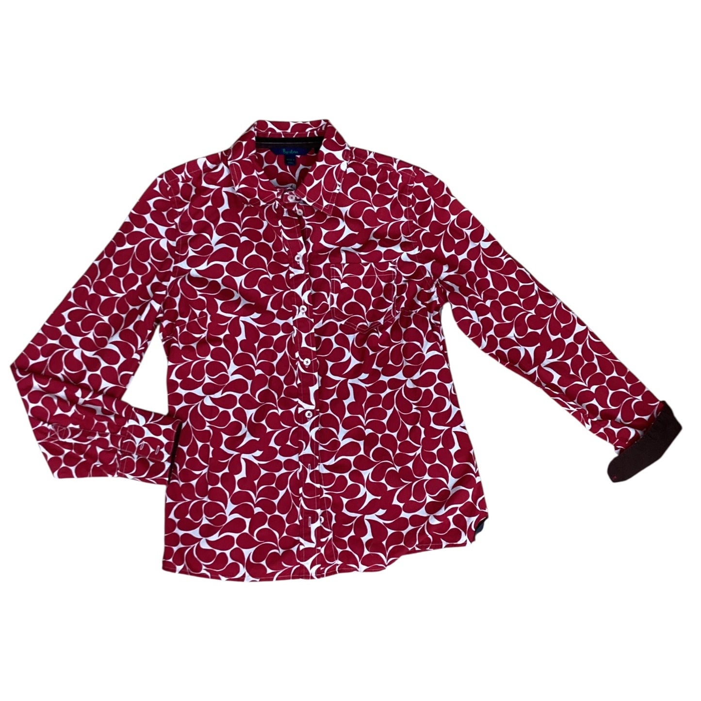 Blouse Ls By Boden In Red & White, Size:12