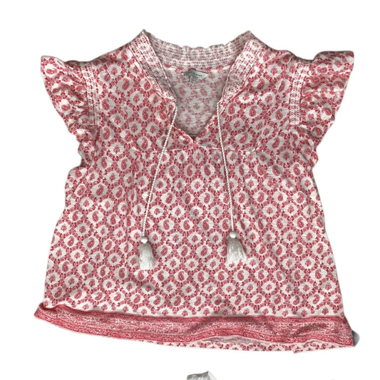 Blouse Ss By Lucky Brand In Pink & White, Size:L