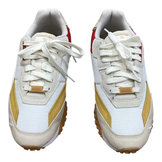 Shoes Athletic By Puma In White & Yellow, Size:8