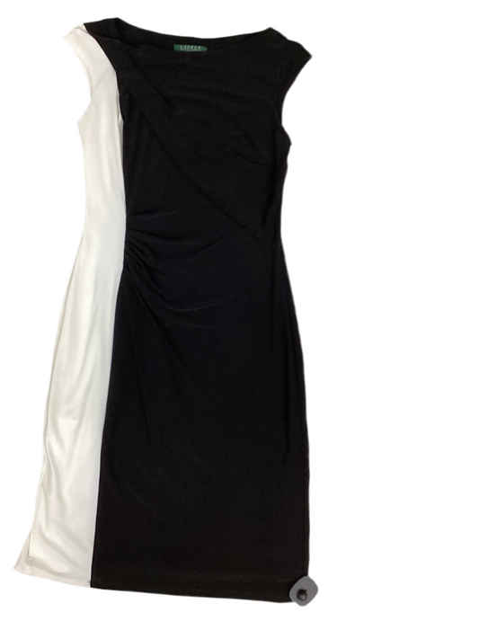 Dress Casual Midi By Lauren By Ralph Lauren In Black & White, Size:M