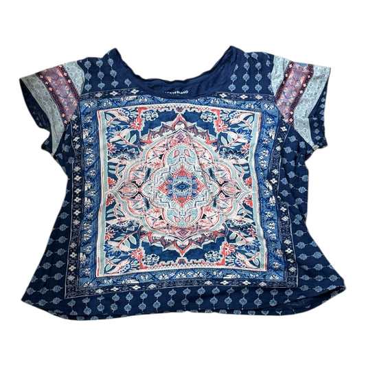 Top Ss By Lucky Brand In Blue & Tan, Size:2X