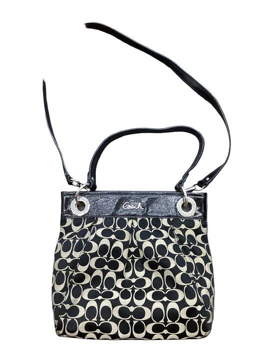 Handbag Designer By Coach In Black & Tan, Size:Medium